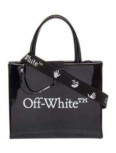 Pre-owned Off-white Patent Leather Top Handle Bag In Black