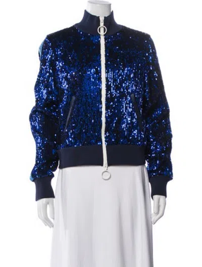 Pre-owned Off-white Patterned Bomber Jacket In Blue