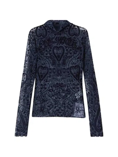 Off-white Patterned Top In Blue