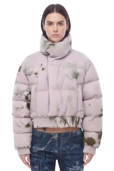 Off-white Pink Floral Mock Collar Jacket