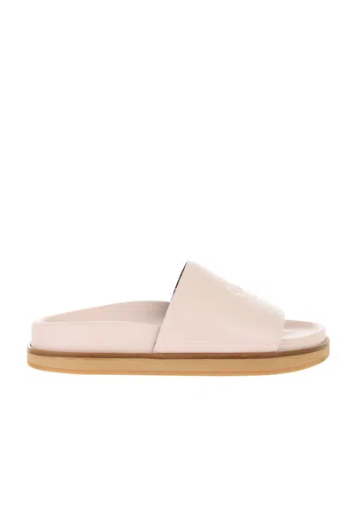OFF-WHITE PINK LEATHER SLIDES