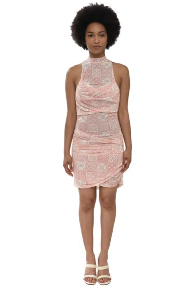 Off-white Pink Mock Collar Mini Dress
