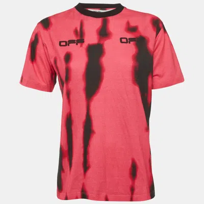 Off-white Pink/black Logo Print Jersey Crew Neck T-shirt In Red