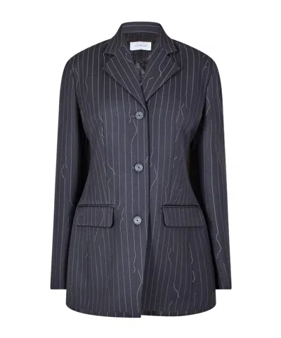 Off-white Pinstripe Jacket In Blue