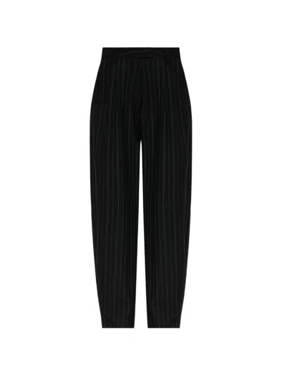 Off-white Pinstriped Trousers In Black