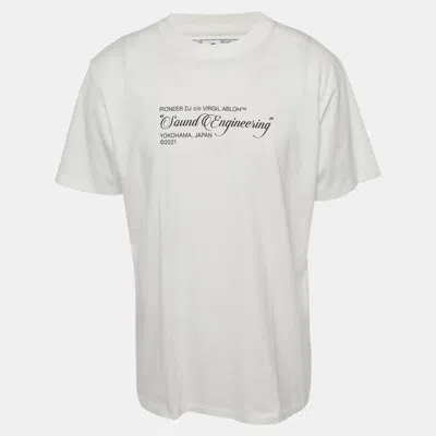 Pre-owned Off-white × Pioneer Dj White Graphic Print Jersey Crewneck T-shirt Xl