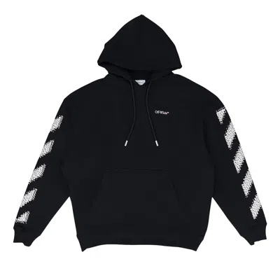 Pre-owned Off-white Pixel Diagonal Skate Hoodie 'black' | Men's Size L