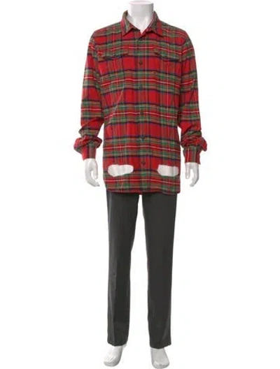 Pre-owned Off-white Plaid Print Long Sleeve Shirt In Red