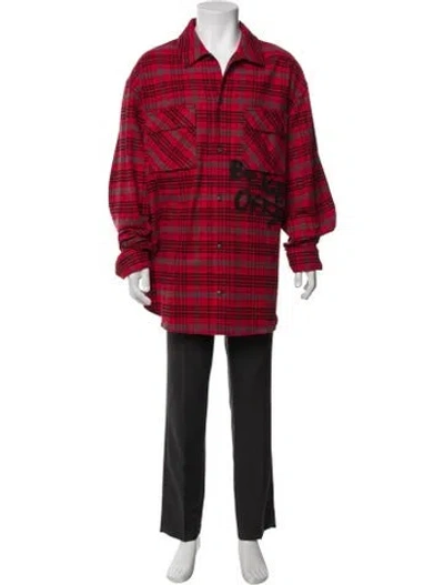 Pre-owned Off-white Plaid Print Long Sleeve Shirt In Red