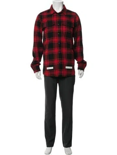 Pre-owned Off-white Plaid Print Long Sleeve Shirt In Red