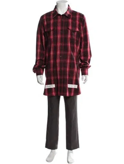 Pre-owned Off-white Plaid Print Long Sleeve Shirt In Red