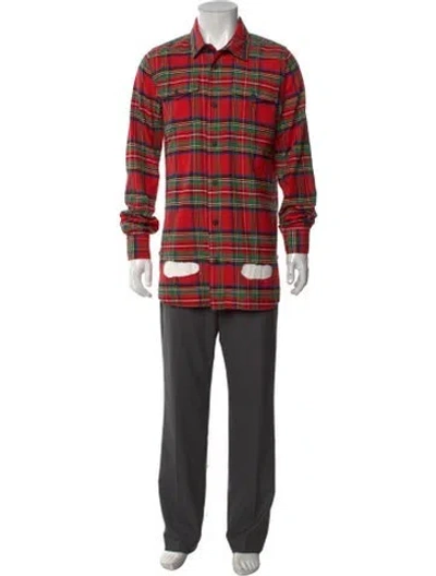 Pre-owned Off-white Plaid Print Long Sleeve Shirt In Red