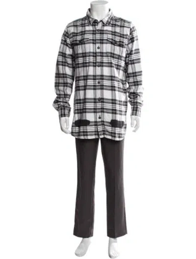 Pre-owned Off-white Plaid Print Long Sleeve Shirt In White
