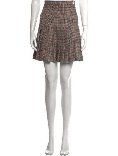 Pre-owned Off-white Plaid Print Mini Skirt In Brown