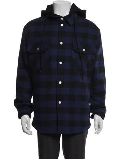 Pre-owned Off-white Plaid Print Trucker Jacket In Blue