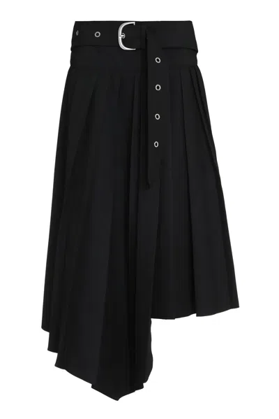 Off-white Pleated Asymmetrical Skirt In Black