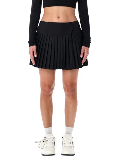Off-white Pleated Logo-print Mini Skirt In Black