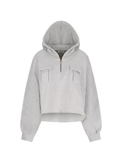 Off-white Pocket Crop Hoodie In Gray