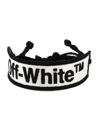 Pre-owned Off-white Polyester Stitched Macrame Logo Wrap Bracelet In Multi