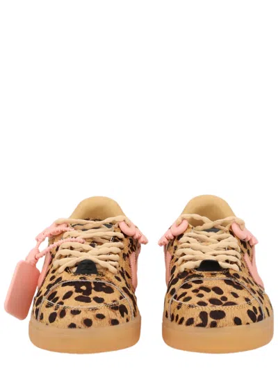 Off-white Pony Hair Leather Animal Print Low-top Sneakers In Brown