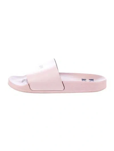 Pre-owned Off-white Pool Rubber Slides In Pink