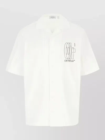Off-white Poplin Shirt Graphic Print Short Sleeves In White