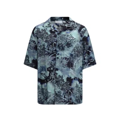 Off-white Printed Bowling Shirt In Blue
