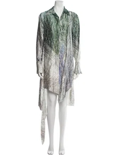 Pre-owned Off-white Printed Knee-length Dress W/ Tags In Green