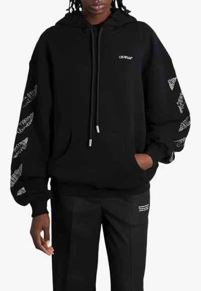 Off-white Printed Logo Hooded Sweatshirt In Black