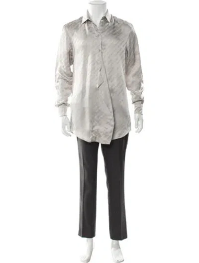Pre-owned Off-white Printed Long Sleeve Dress Shirt In Gray