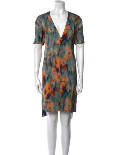 Pre-owned Off-white Printed Mini Dress In Blue