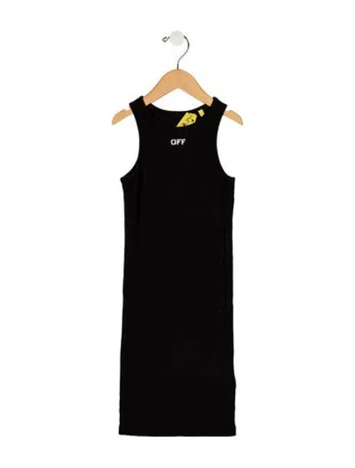 Pre-owned Off-white Kids' Printed Ribbed Tank Top Dress In Black