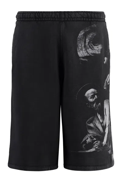 Off-white Bw S.matthew Over Printed Shorts In Black