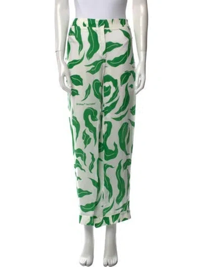 Pre-owned Off-white Printed Wide Leg Pants In Green