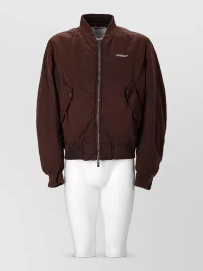Off-white Puffer Coat In Burgundy