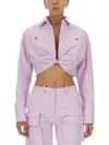 Off-white Purple Solid Shirt Collar Jacket In Purple