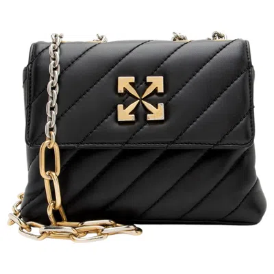 Pre-owned Off-white Quilted Leather Jackhammer 19 Chain Shoulder Bag In Black