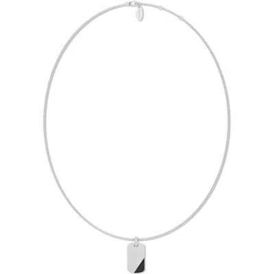 Off-white Quotable Lab Grown Black Diamond Pendant Necklace In Silver
