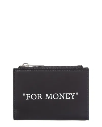 Off-white ™ Quote Bifold Leather Zipped Card Case In Purple