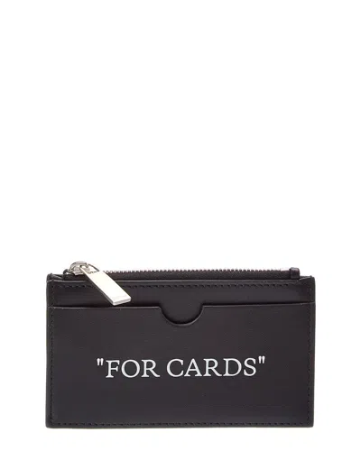 Off-white Quote Bookish Zipped Card Case In Black
