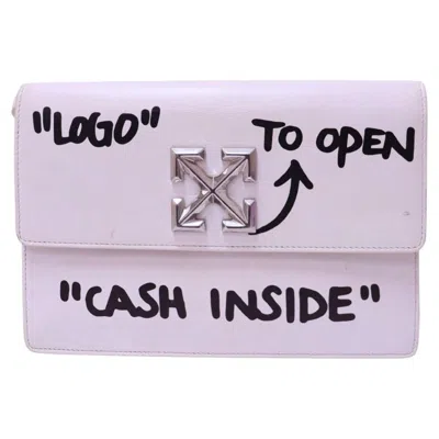 Pre-owned Off-white Quote Jitney Ivory Leather Shoulder Bag