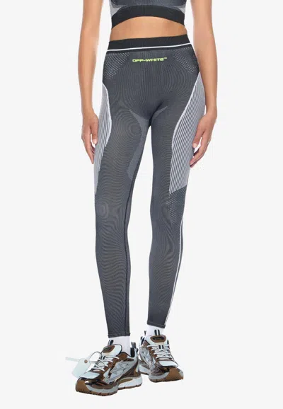Off-white Race Logo Arrow Seamless Leggings In Gray
