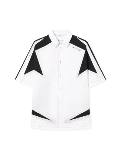 Off-white Race Logo Star Bowling Shirt In White