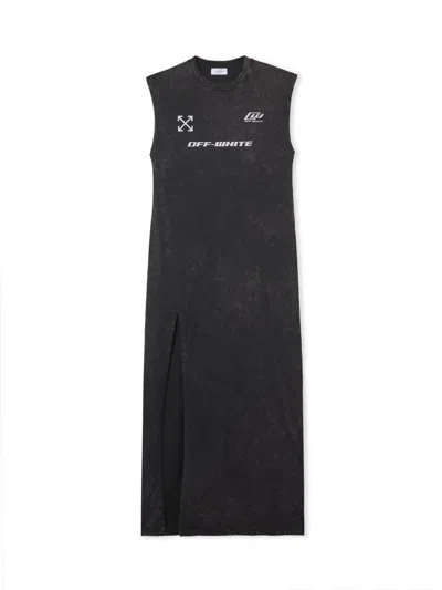 Off-white Racer Loose Jersey Dress In Black