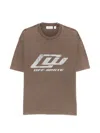 Off-white Logo Printed Crewneck T-shirt In Brown