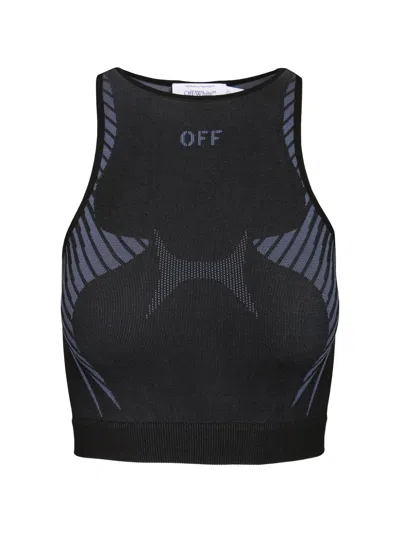 Off-white Racing Seamless-knit Sleeveless Top In Blue