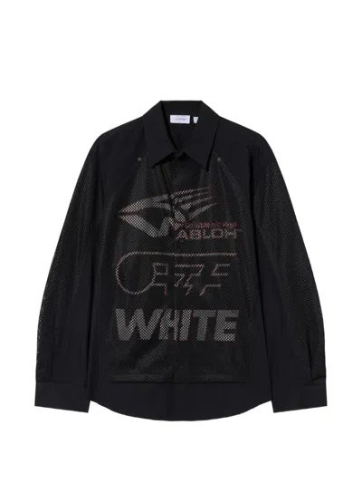 Off-white Racing Staff Mesh Overshirt In Black