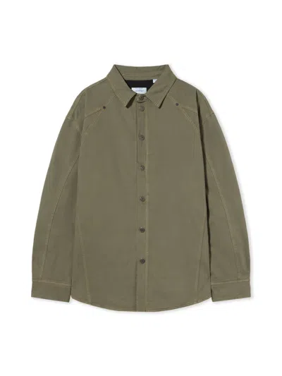Off-white Racing Staff Sport Overshirt In Dusty Olive