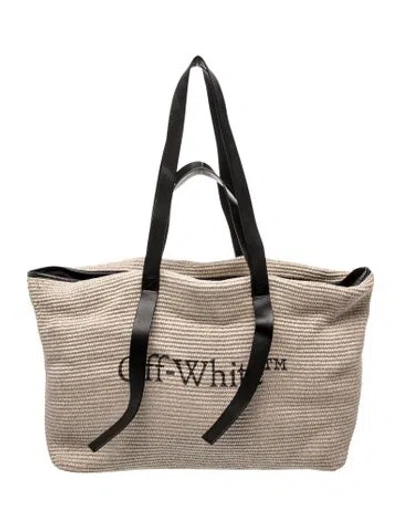 Pre-owned Off-white Raffia Tote In Neutral