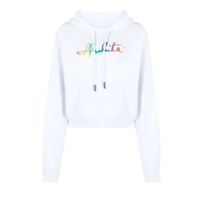 Pre-owned Off-white Rainbow Crop Hoodie 'white/multicolor' | Women's Size M